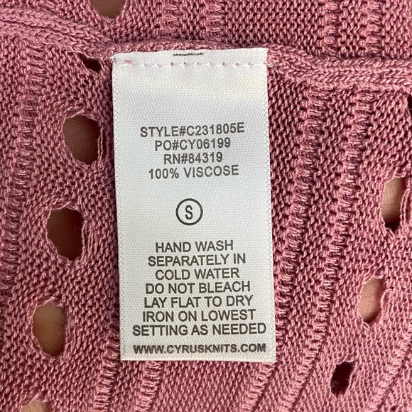 Cyrus Open Cardigan Dusty Pink Size Small - Picture 7 of 8